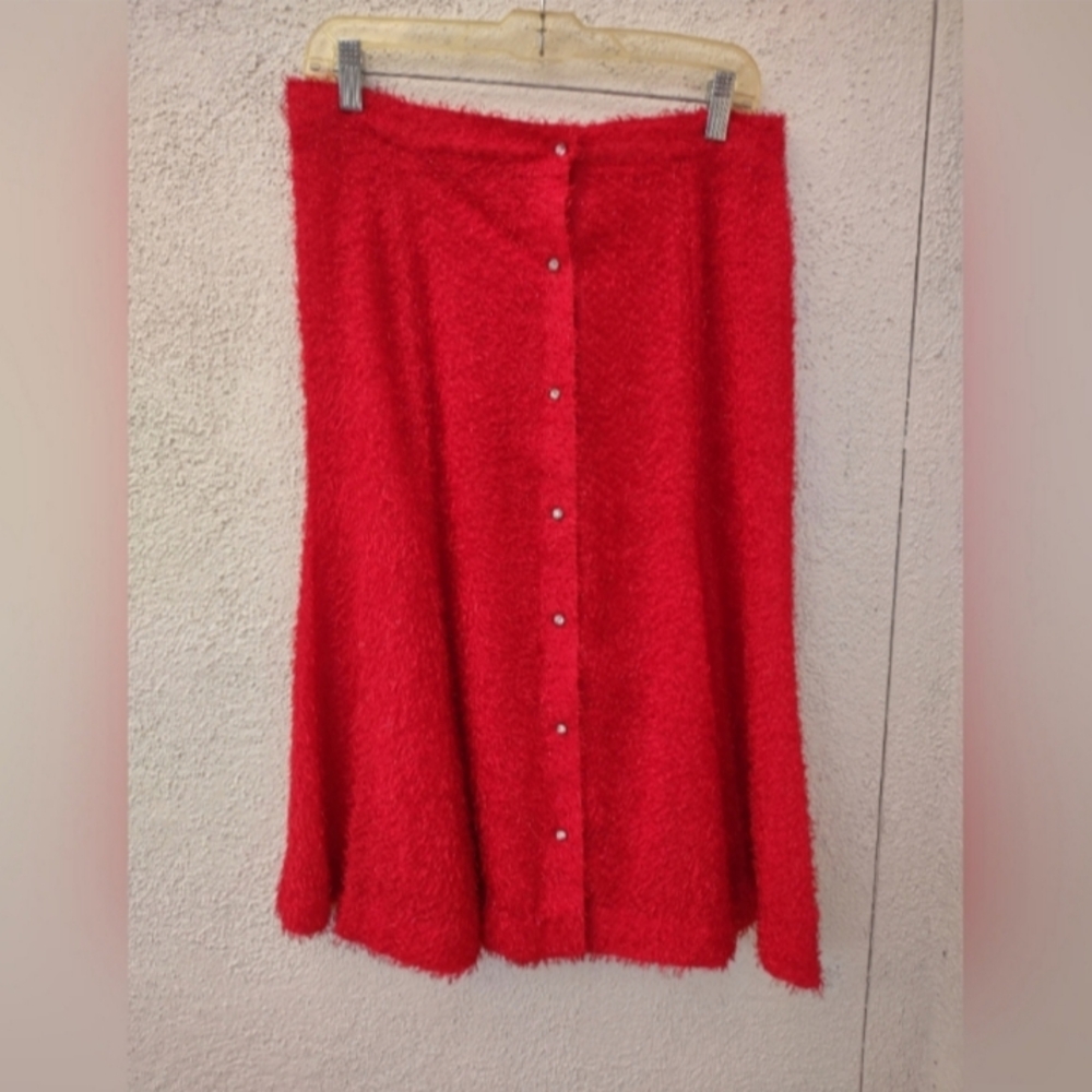 Handmade Red A-Line Skirt Midi Casual Party Banquet Holiday Retro Statement Sexy
